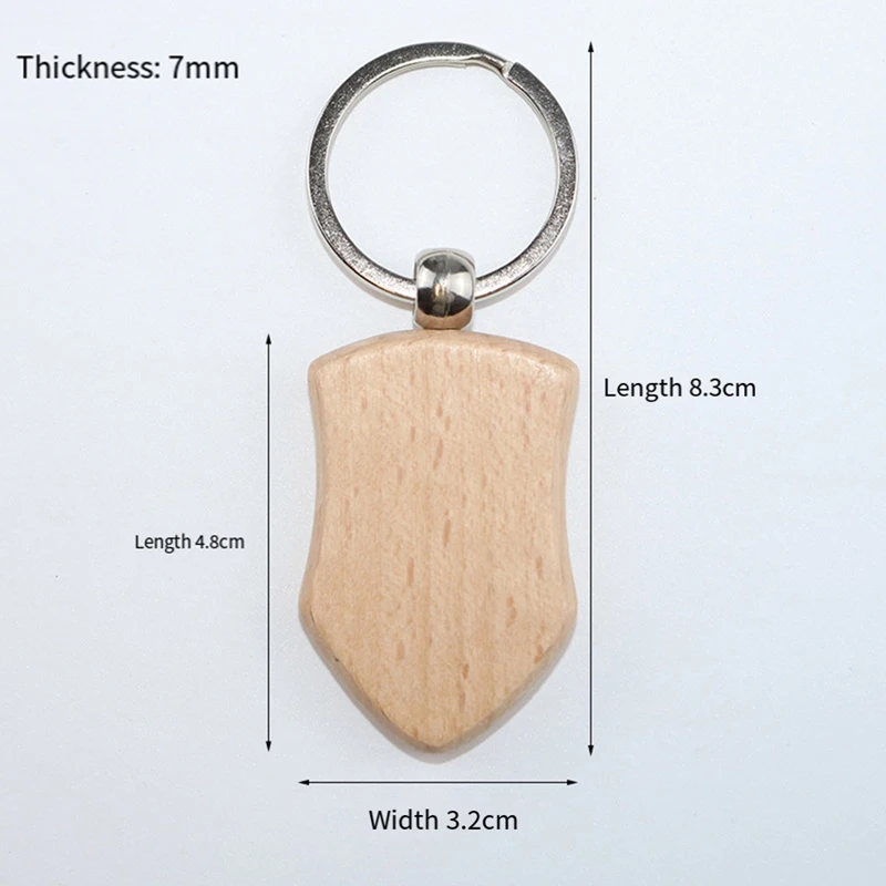 50 Pieces Blank Wooden Key Tag Key Engraving Blanks Unfinished Wood Keychain Key Ring Key Tags For DIY Crafts Style 3