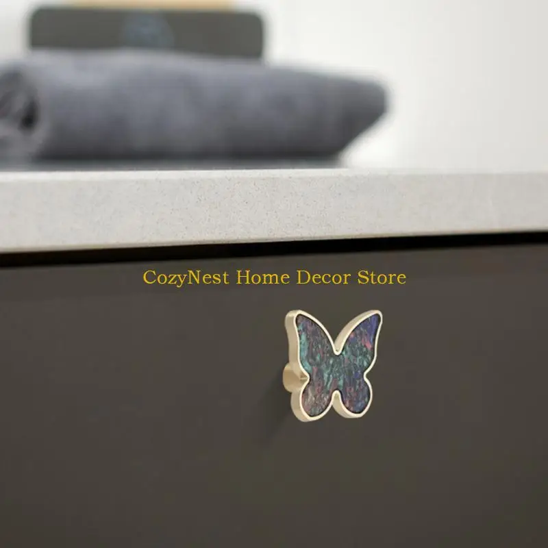 92MF Simple Furniture Decorative Handle Modern Dressers Knob Shell Butterfly Bedside Cabinet Pull Easy to Installation