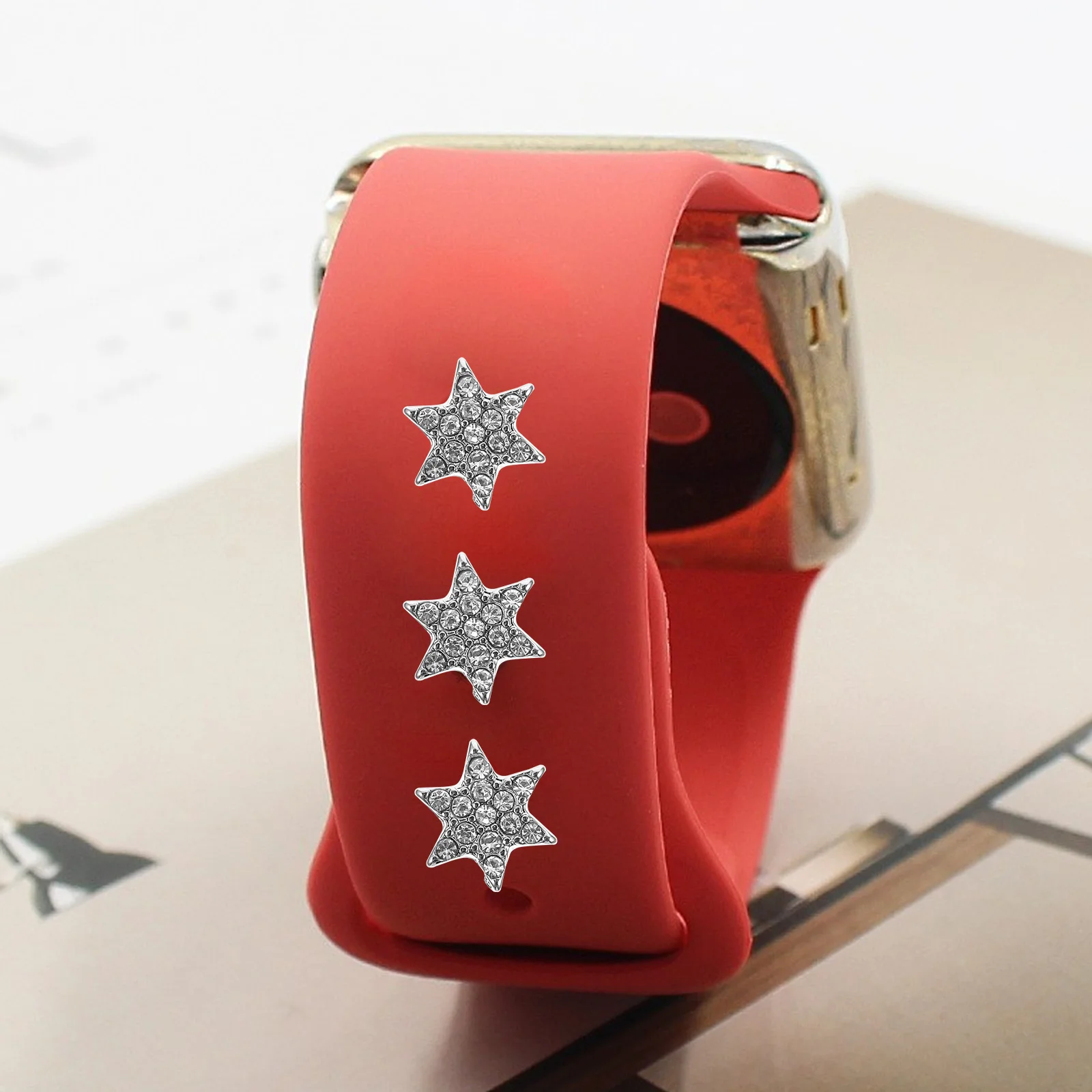 3 قطعة حزام ساعة اليد سحر سيليكون الفرقة ديكور نجمة خماسية مسمار ترصيع سهلة الاستخدام مريحة خفيفة الوزن ساعة الملحقات