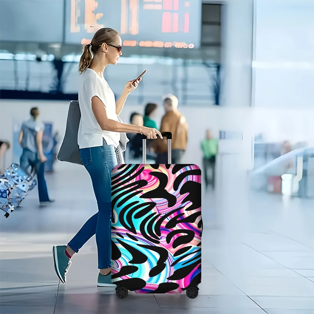 

1PC Trance Black and Color Abstract Print luggage cover for luggage covers 18 – 32 Inches; Dust and Elastic Travel Accessorie
