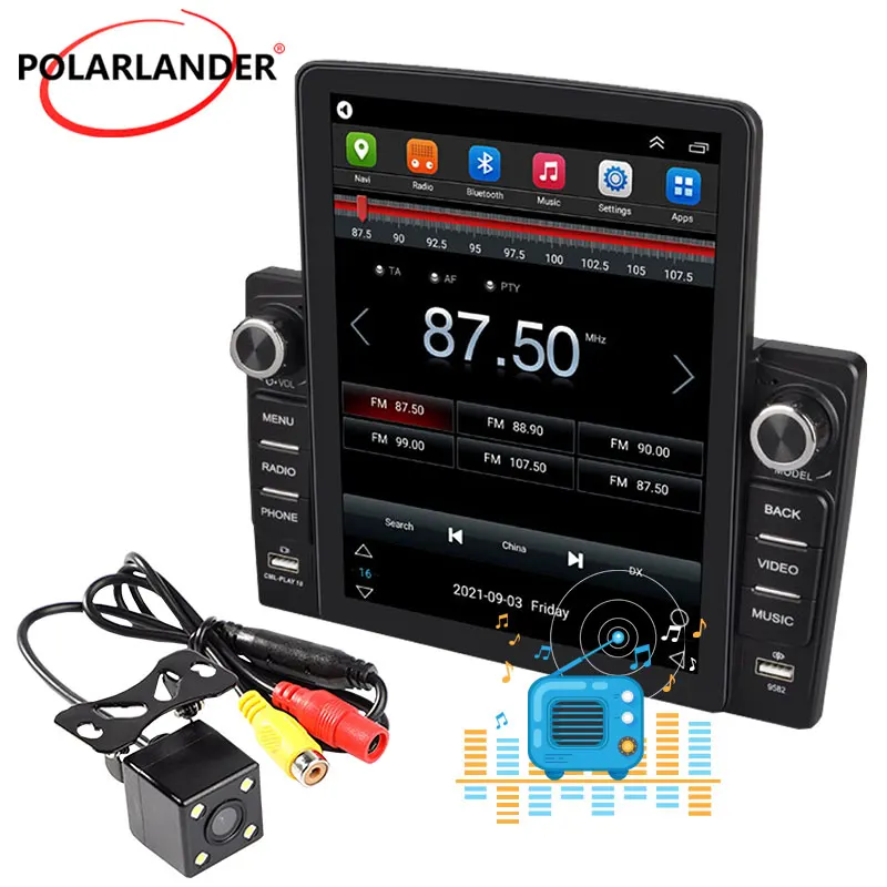 

Car Radio 9.5'' 2 DIN Android 10.1 GPS Navigation 2+32G APP MP5 Bluetooth IPS Vertical Touch Screen Mobile Phone Interconnection