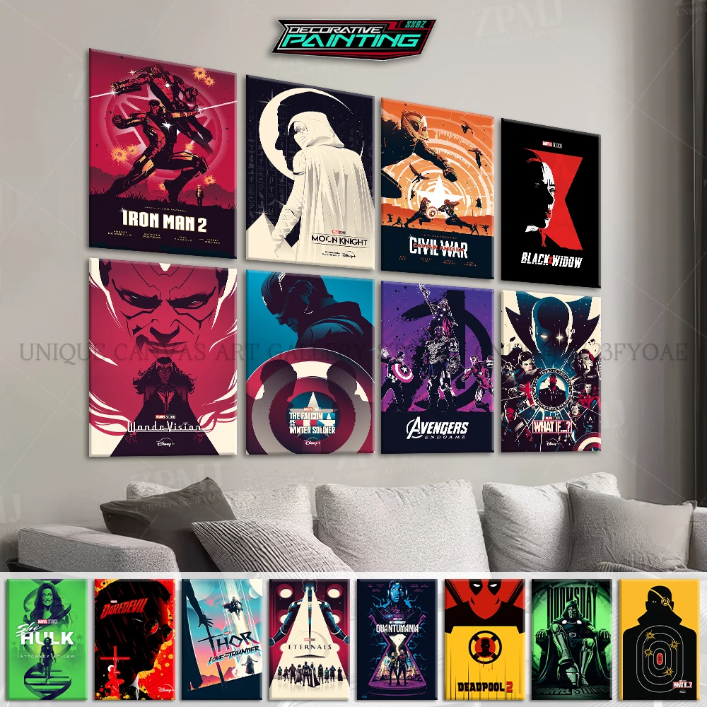 

Marvel Comic Style Character Wall Art Canvas Home Decor Pictures The Avengers HD Printed Paintings Living Room Frameless Poster