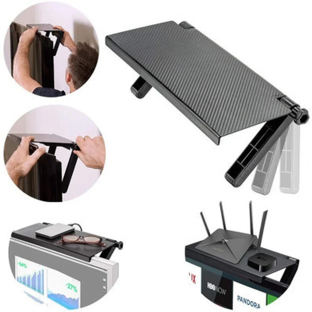 

Rack Tv Monitor Organizer Screen Top Storage Display Multifunction Bracket Stand for Office Home Modem Router Shelf Rack Holder