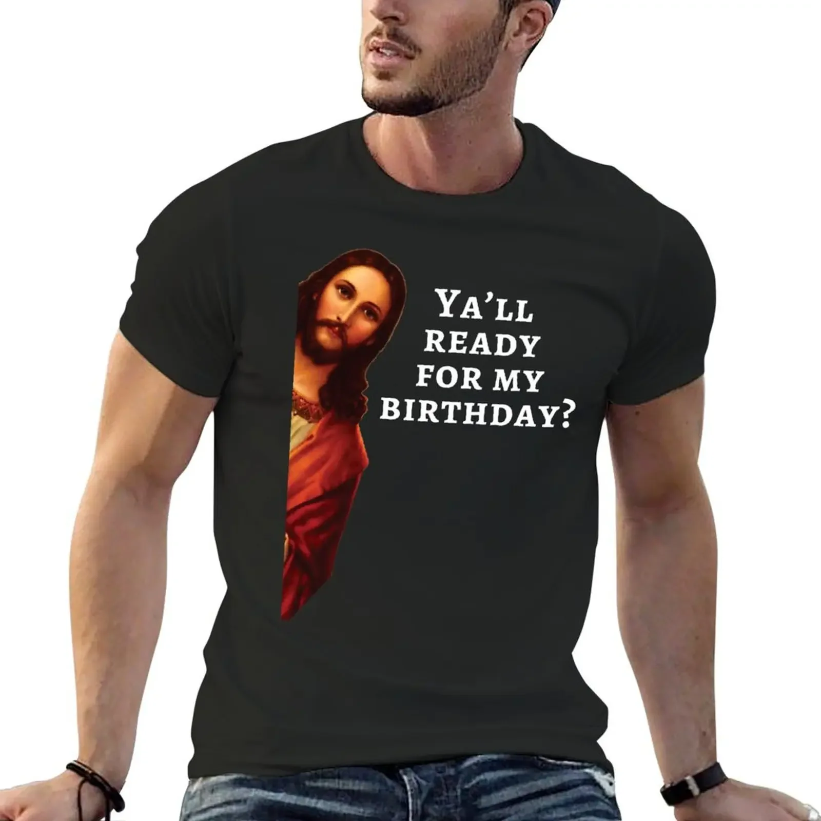 

Funny Jesus Happy Birthday Christmas Gift T-Shirt graphic tee shirt new edition plain Short sleeve tee men
