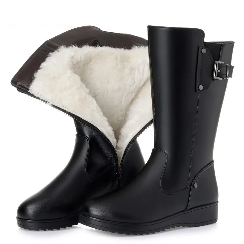 

AIYUQI Female Winter Boots Shoes Genuine Leather Women Motorcycle Boot Shoes Non-slip Big Size Wool Snow Booots Woman