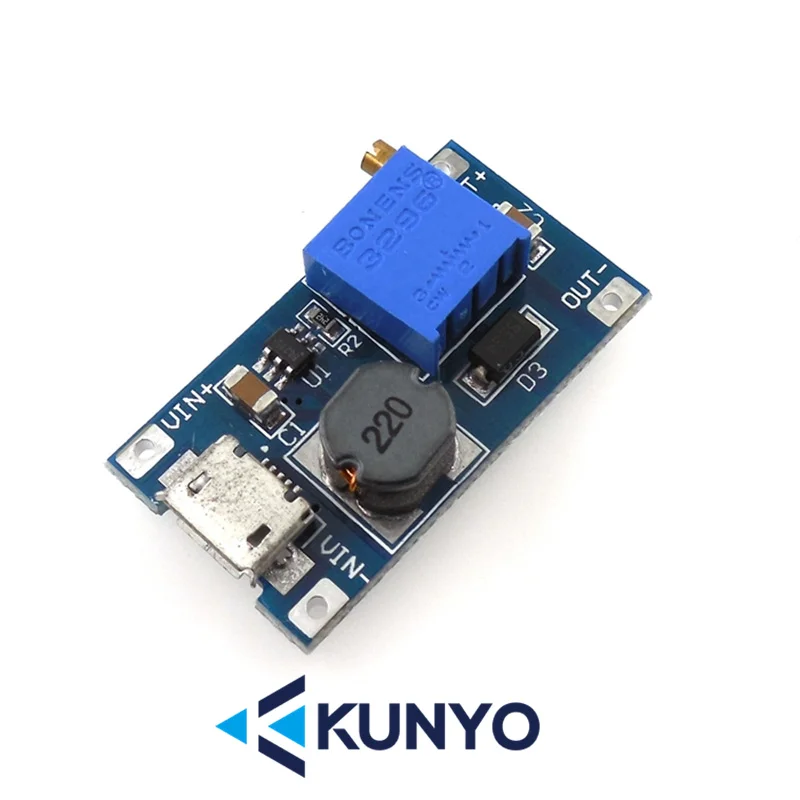 DC-DC Booster Board Module, carregador de veículo, USB, conversão de alta potência, módulo de potência, 2A