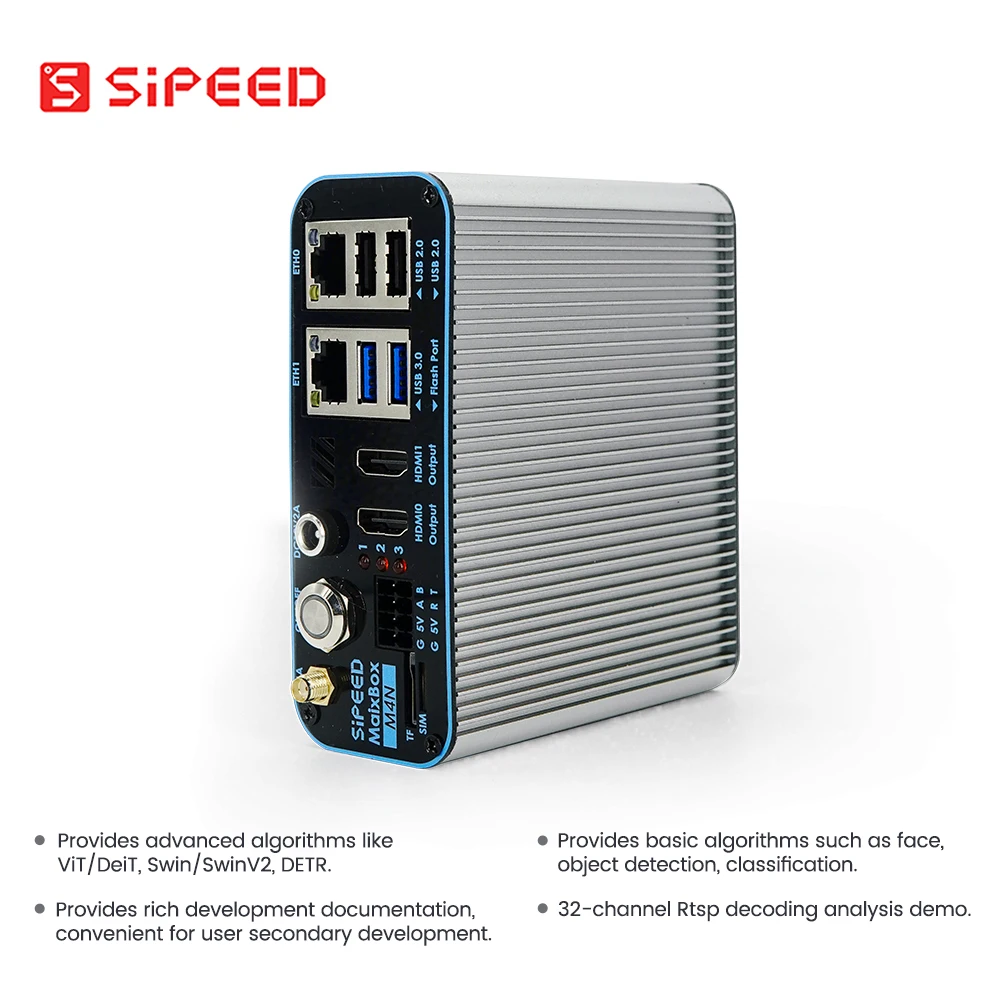 Sipeed 듀얼 기가비트 SATA AIBOX 엣지 컴퓨팅 NVR, M4N 독, AXera-Pi Pro, AX650N, 43.2T, 32 채널, 8K H265