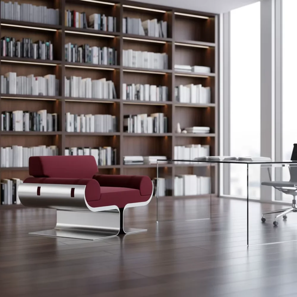 

✿–q Modern Luxury Minimalist Metal Frame Accent Lounge Chair for High-End Penthouse Living Room & Private Members' Club