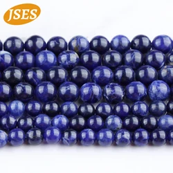 3A Natural Stone Blue Sodalite Vein Round Loose Beads Jewelry Making Craft DIY Gift Bracelets Necklace Accessories Wholesale