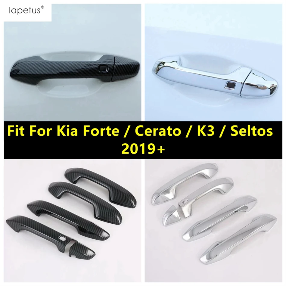 Car Door Handle Decoration Cover Trim For Kia Forte / Cerato / K3 2019 - 2024 / Seltos 2019 - 2024 ABS Carbon Fiber Accessories