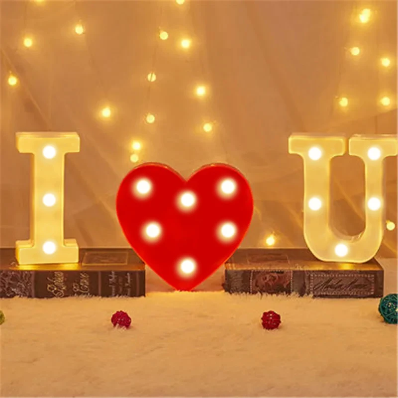 Alphabet LED Night Lights Luminous Number Letter Lamp 16cm Letter Light for Home Wedding Birthday Christmas Party Decoration