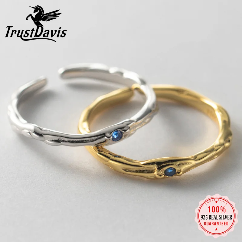 TrustDavis 2023 Solid 925 Sterling Silver Fashion Sweet Zircon Opening Ring for Women Grils Party Fine Jewelry Wholesale DS3558