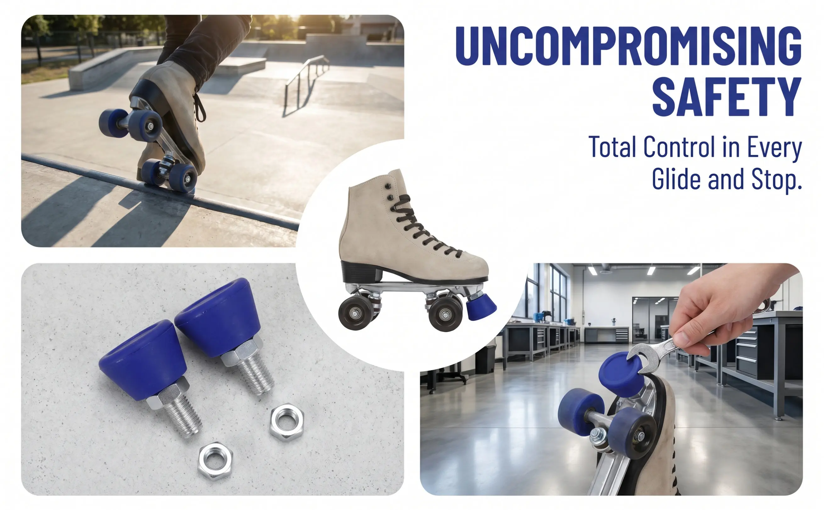 Stainless Steel Rubber Toe Stopper for Roller Skates Double Row Brake Pad Replacement Strong Grip Simple