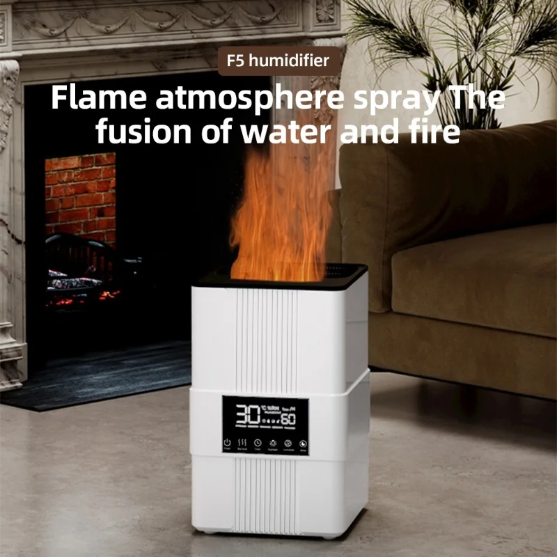 Humidifiers For Bedroom Top Fill 3.5L Cool Mist Humidifier With Simulated Flame 3 Mist Modes Auto Shut-Off Ultrasonic Air