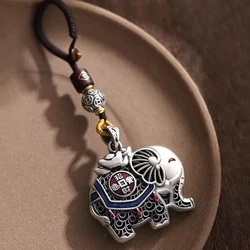 Everything goes well elephant enamel safety buckle Electroplated Silver Keychain Totem Keyring Gift for Men Car Key Accessories
