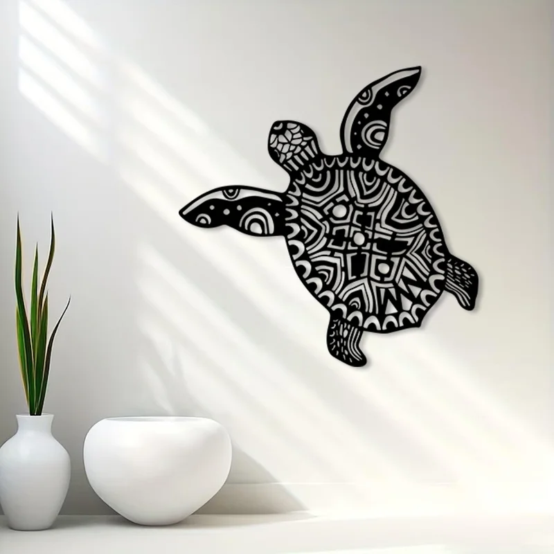 Sea Turtle Iron Metal Wall Art, Coastal Ocean Wall Decor for Living Room Patio, Beach Home Gift