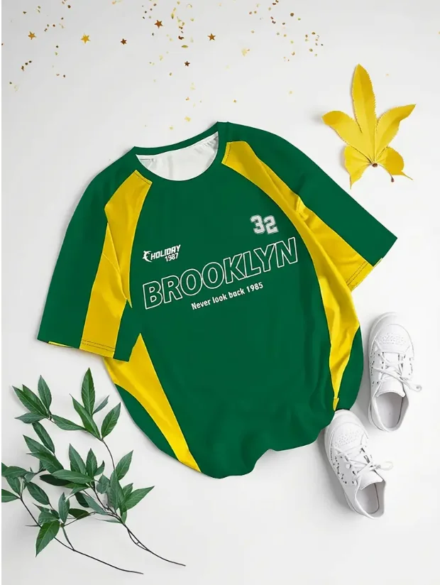 

Летняя женская футболка с принтом BROOKLYN NO.32, мужская спортивная одежда с короткими рукавами, футбольная футболка, винтажные повседневные футболки большого размера, мужская одежда