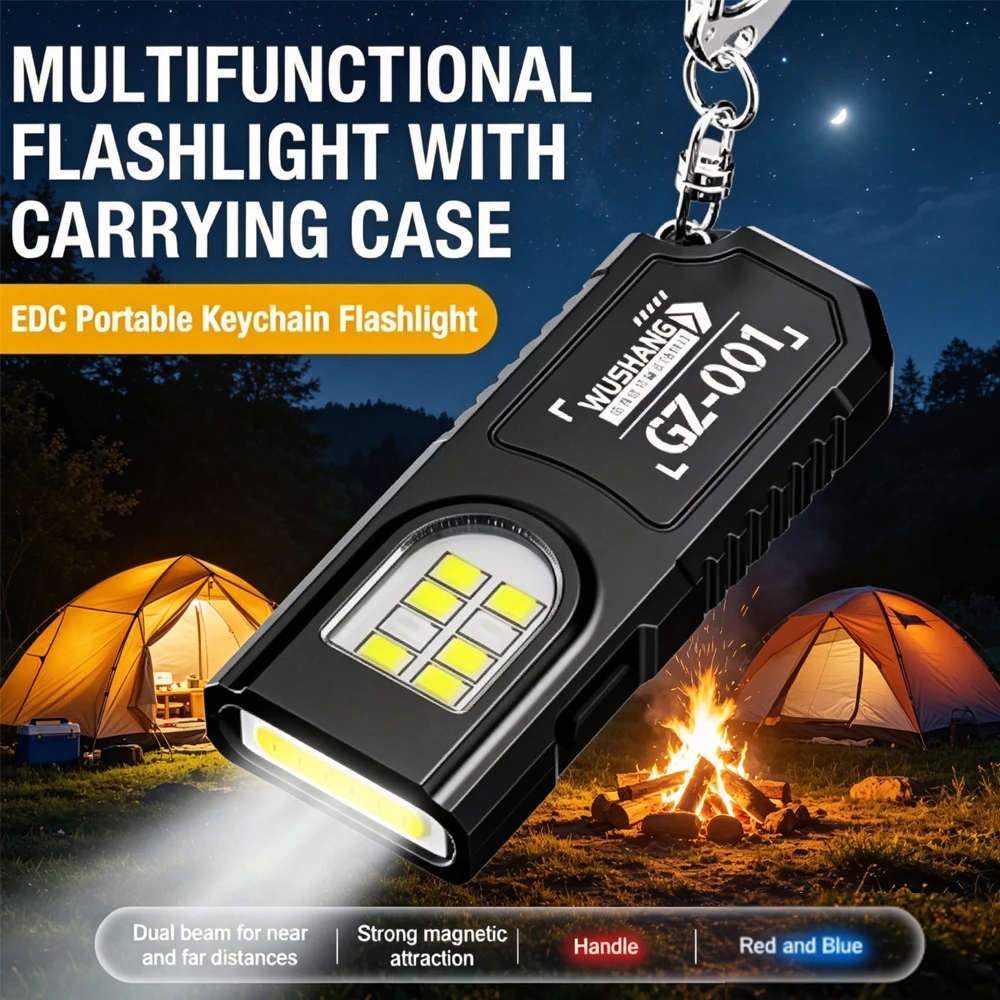 Portable Keychain LED COB Flashlight USB Rechargeable Torch with Pen Clip Powerful Mini Outdoor Working Lantern with Magnetic