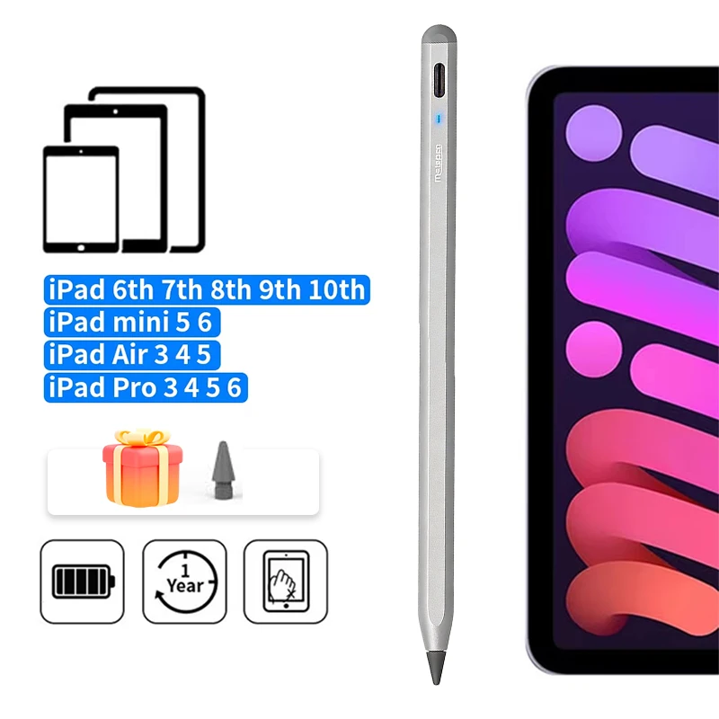 MetaPen A8 Caneta Magnética para Apple Pencil 2018-2026, Precisão de Pixel de 0,1mm para Tablet, Compatível com iPad Pencil A16 M5 11/10/9/8/7ª Geração