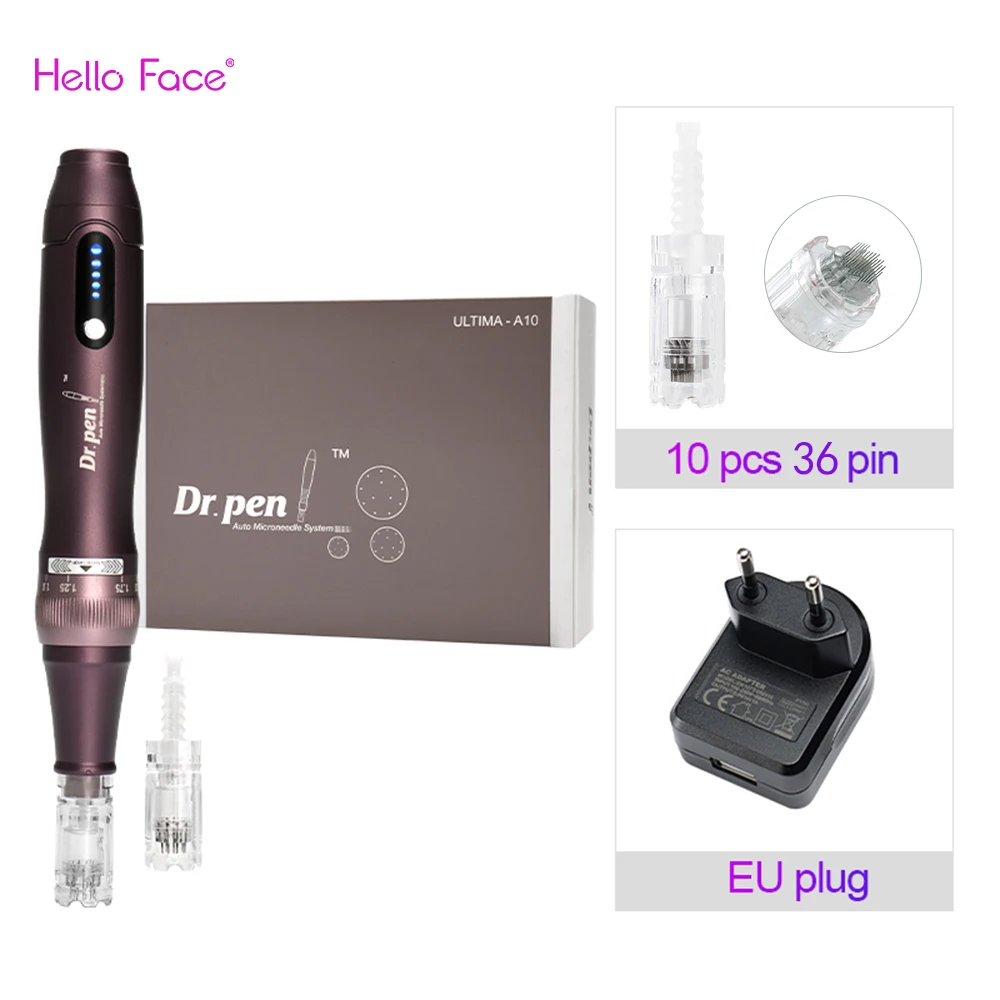 Dr. Pen Ultima A10 mit 12 Stück Kartuschen, kabelloses Derma-Pen-Hautpflege-Set, Mikronadel-Schönheitsgerät, Nadellänge 0,25 mm