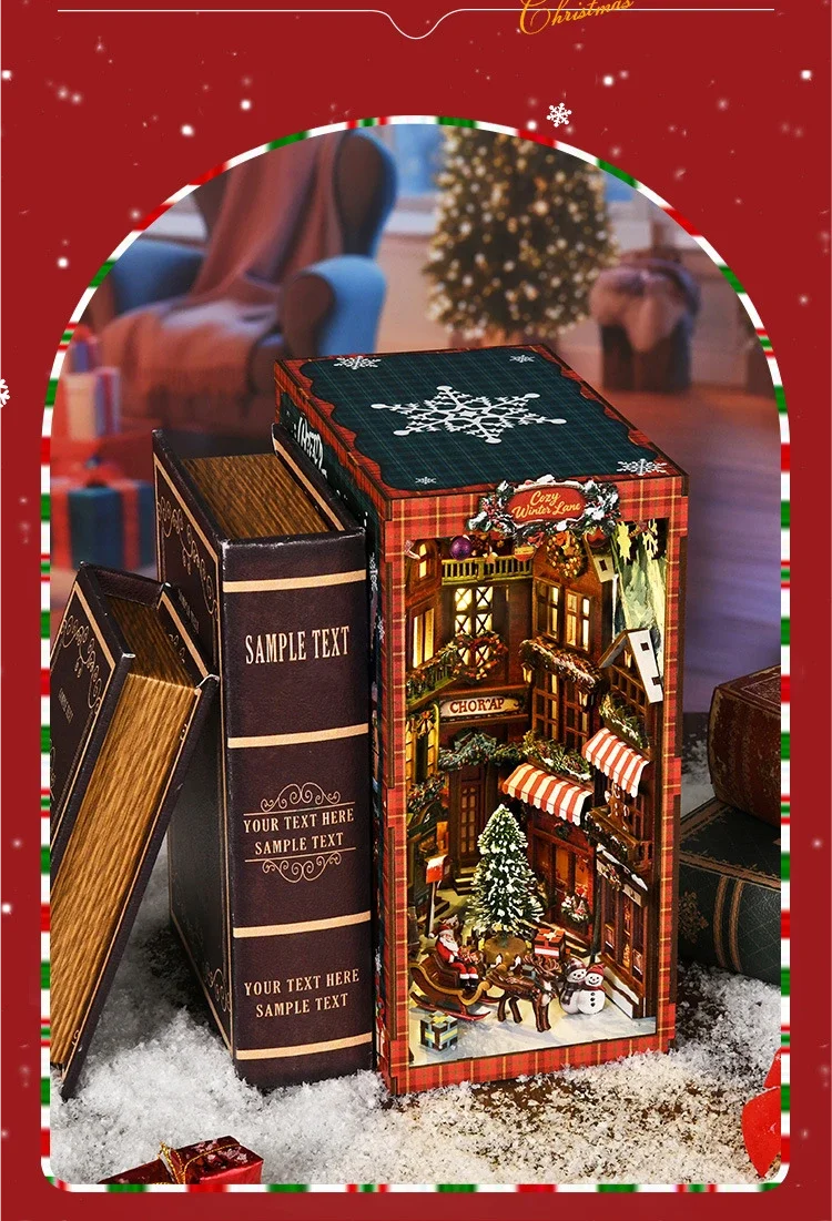 عيد الميلاد شارع ركن كتاب حامل DIY منزل 3D مجسمة اليد تجميعها كتاب حامل لعبة منزل نموذج البيت #6