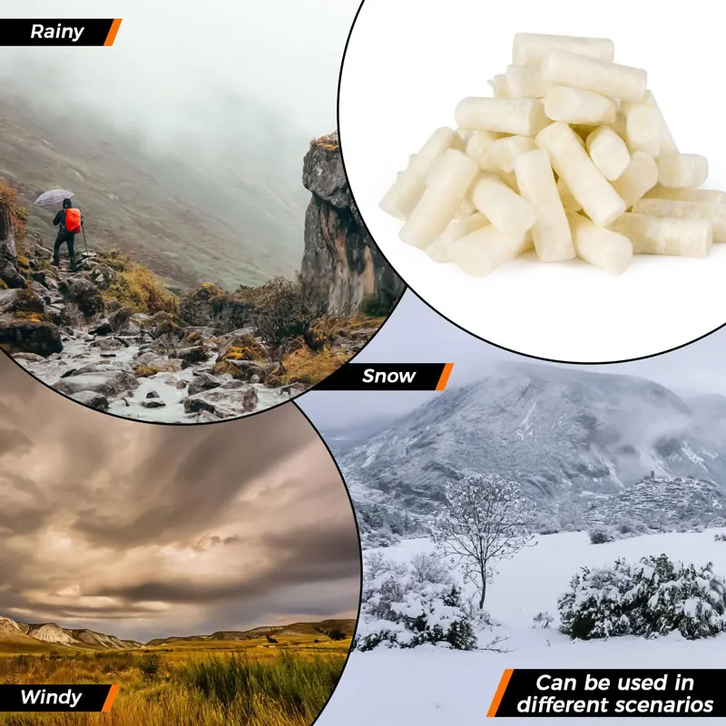 30 قطعة عصا قطنية صغيرة أدوات خارجية للتخييم الطبيعي والمشي لمسافات طويلة في حالات الطوارئ بقاء دافئ بنفسك