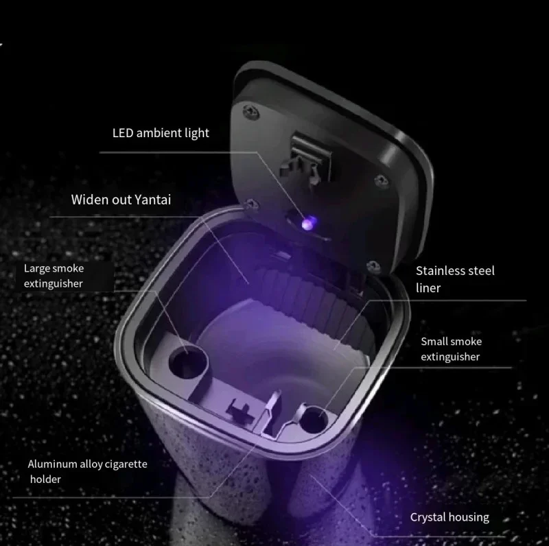 Car Ashtray with Light Metal Liner Ashtray Multi-function One-button Open Cover Fit for JETOUR Traveler T2 Car Modified piece