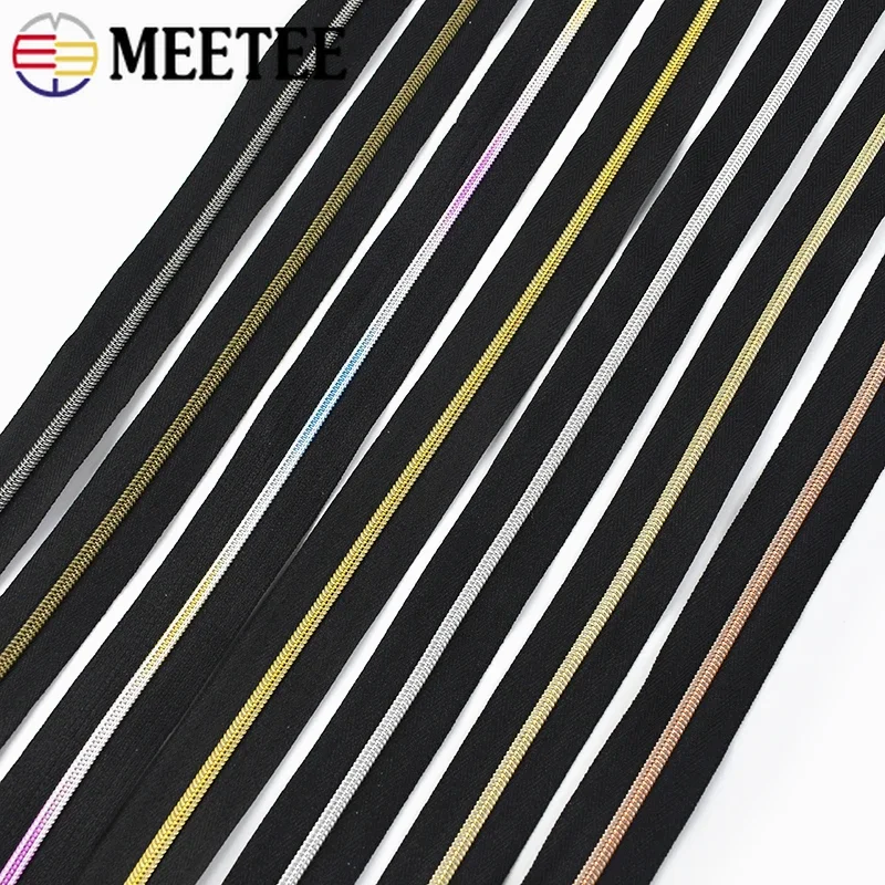 

5-30M 3# 5# Meetee Zipper Continuous Coil Zippers Roll for Sewing Clothes Closure Zip Repair Kit Luggage Plastic Zips Accessory