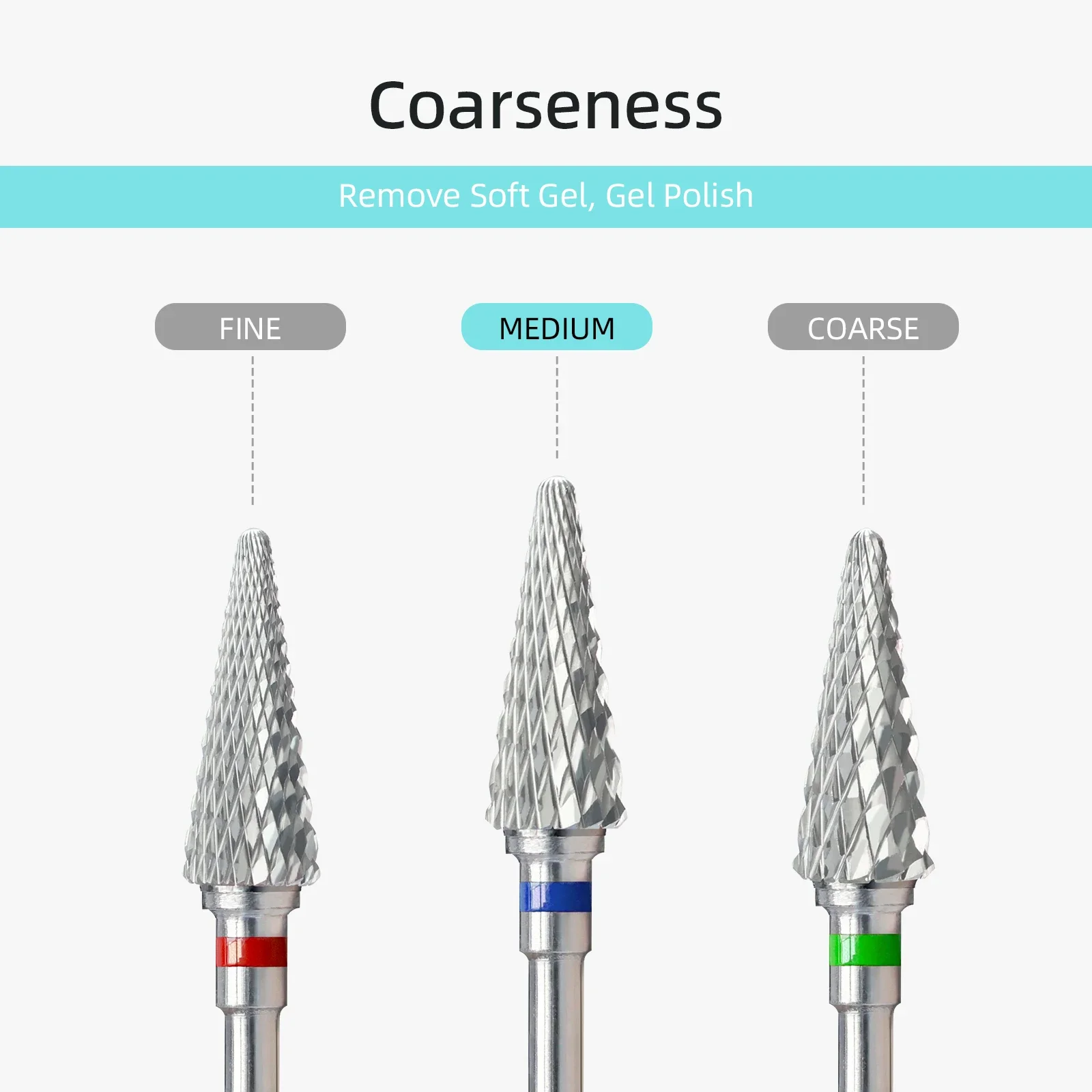 HYTOOS forets à ongles coniques 15mm forets coniques en carbure anti-poussière pour l'élimination des ongles manucure vernis Gel doux nettoyage des cuticules