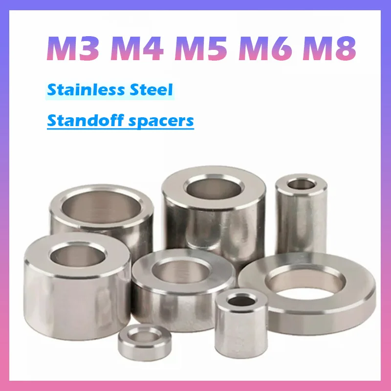 10Pcs M2 M3 M4 M5 M6 M8 Stainless Steel Spacers Standoff Unthreaded Round Bushing Sleeve Washers