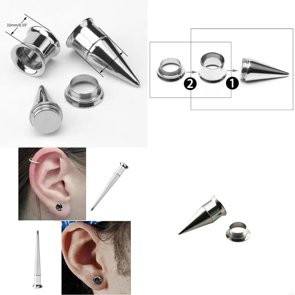 195C 6 Pieces/set Unisex 2 in 1 Stainless Steel Screw Fit Interchangeable Taper Plug