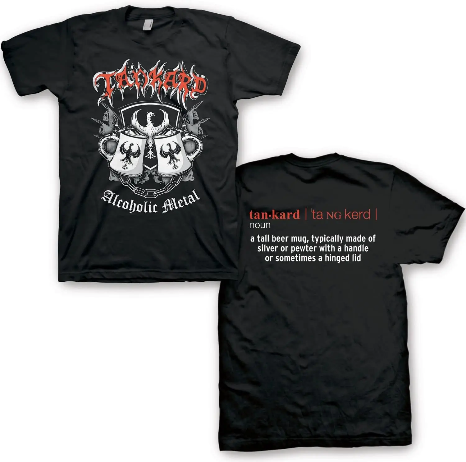 Мужская футболка Tankard Band с принтом спиртового металла спереди и сзади, футболка с коротким рукавом, винтажный стиль, графические футболки