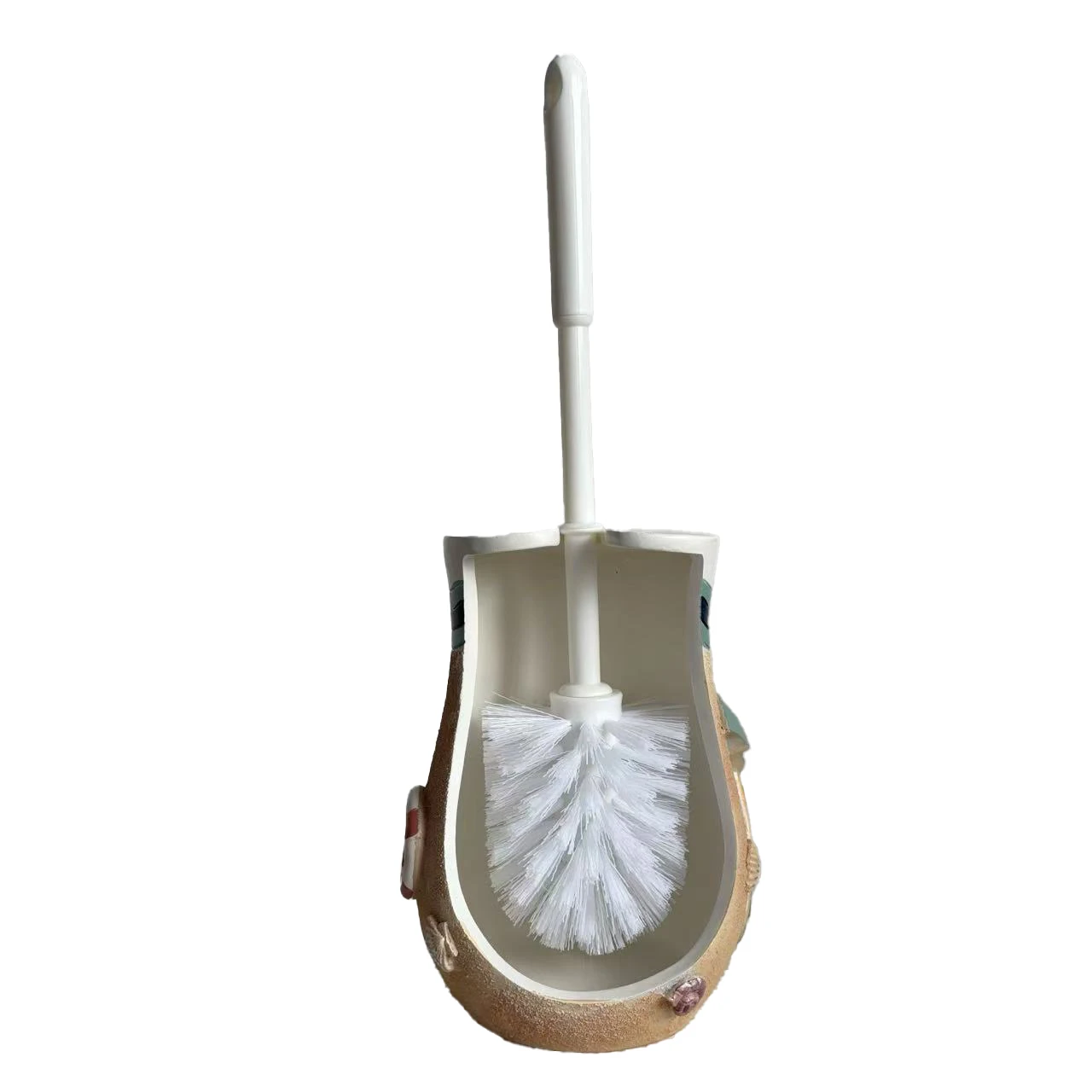 Creative Resin Beach Theme Toilet Brush Holder And Brush Set with Realistic Shell And Starfish Design for Bathroom Decor