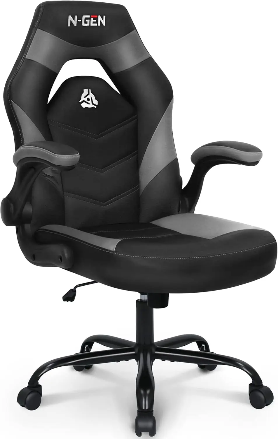 Video Gaming Computer Chair Ergonomic Office Chair with Lumbar Support Flip Up Arms Adjustable Height Swivel PU