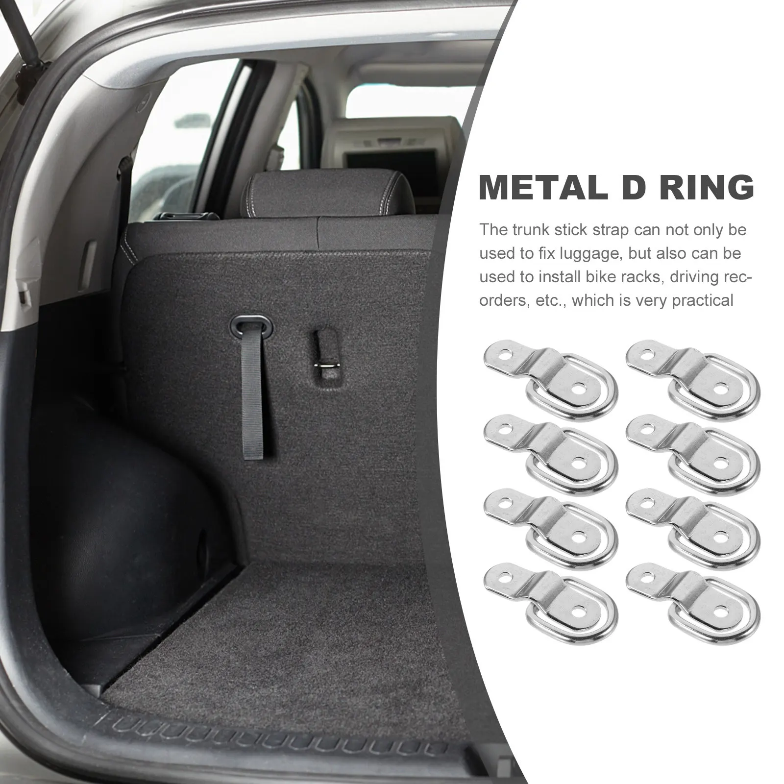 

8Pcs D Ring Tie Down Stainless Steel Solid Trailer Tie Down Anchors Truck Bed Hooks High Strength D Ring Truck Bed Hooks