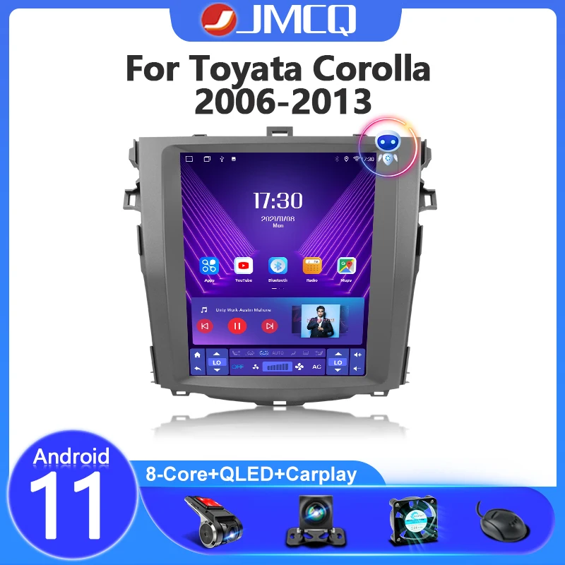 

Автомагнитола JMCQ, 2 Din, Android 11, для Toyota Corolla E140/150, 2006-2013, 9,7 дюйма, стерео, мультимедийный видеоплеер, навигация, GPS, Wi-Fi