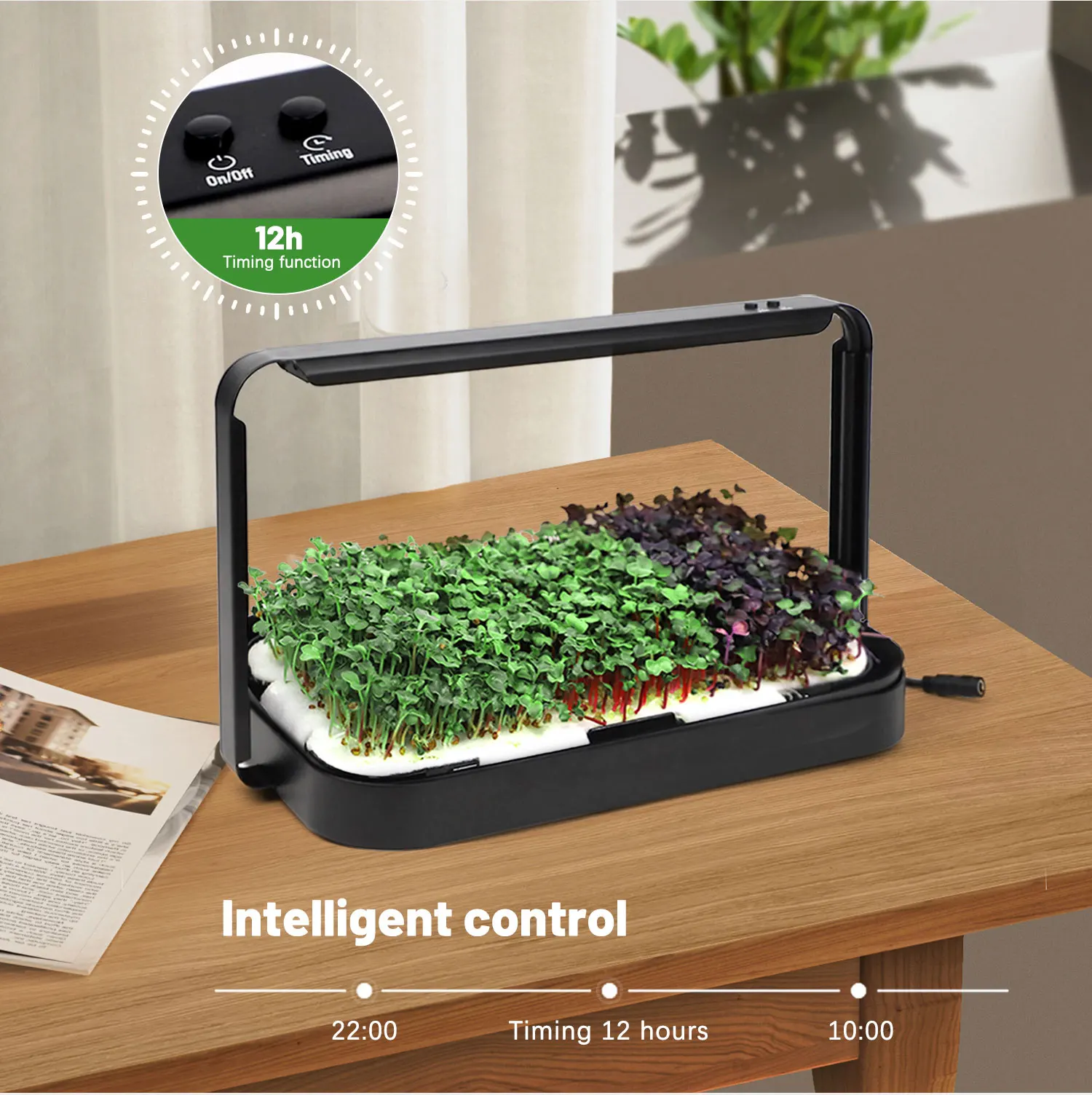 Hydroponic Germination Tray for Seedling Growth with LED Full Spectrum Grow Light