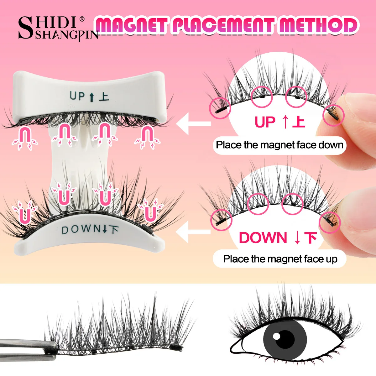 1Pair Natural Soft 3D Magnetic Lashes Kit Magnet Band Winged Anime False Mink Eyelash Extension NO Glue Needed Makeup Tool
