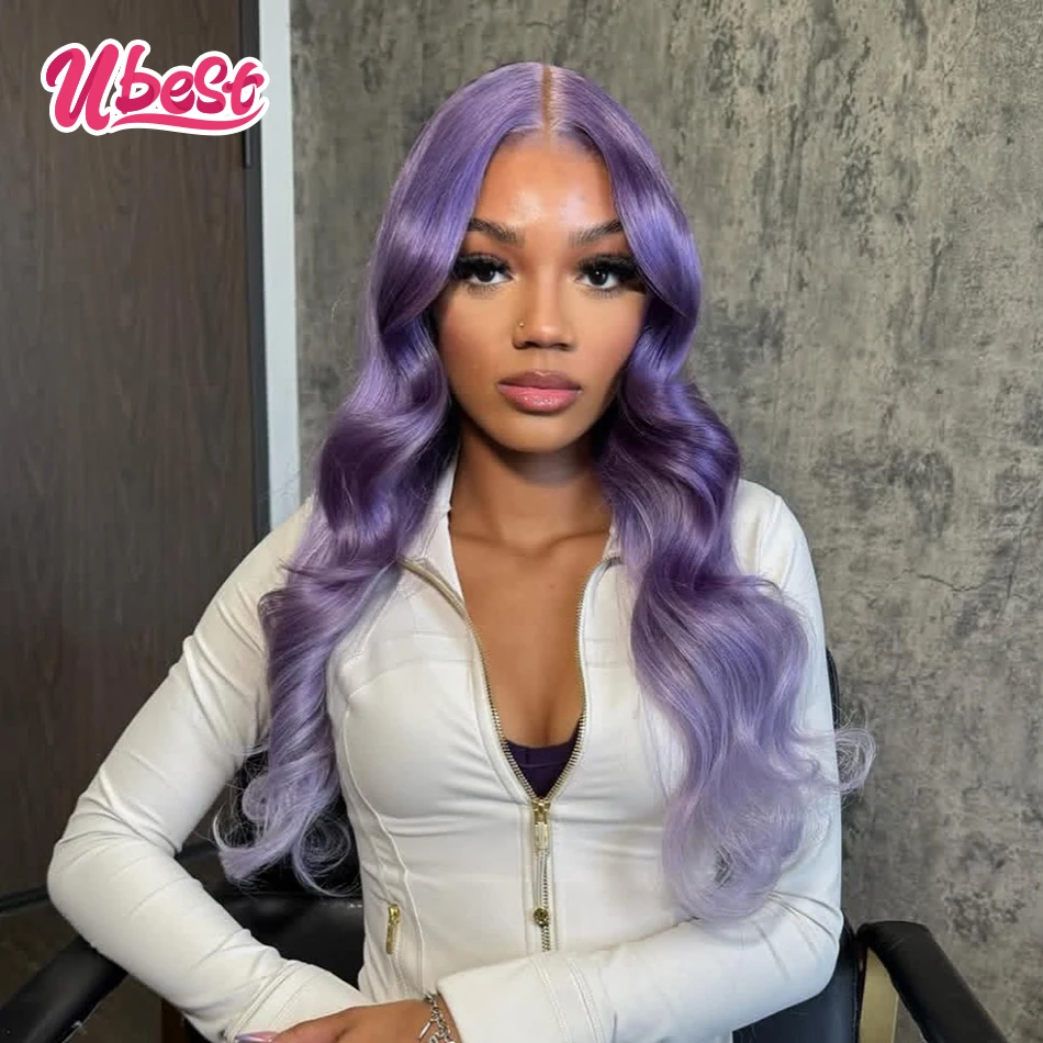 

Светло-фиолетовый 613 Цветные объемные волны 13x6 Парики спереди Бразильские 100% человеческие волосы Прозрачный бесклеевой парик Предварительно сорванный для женщин