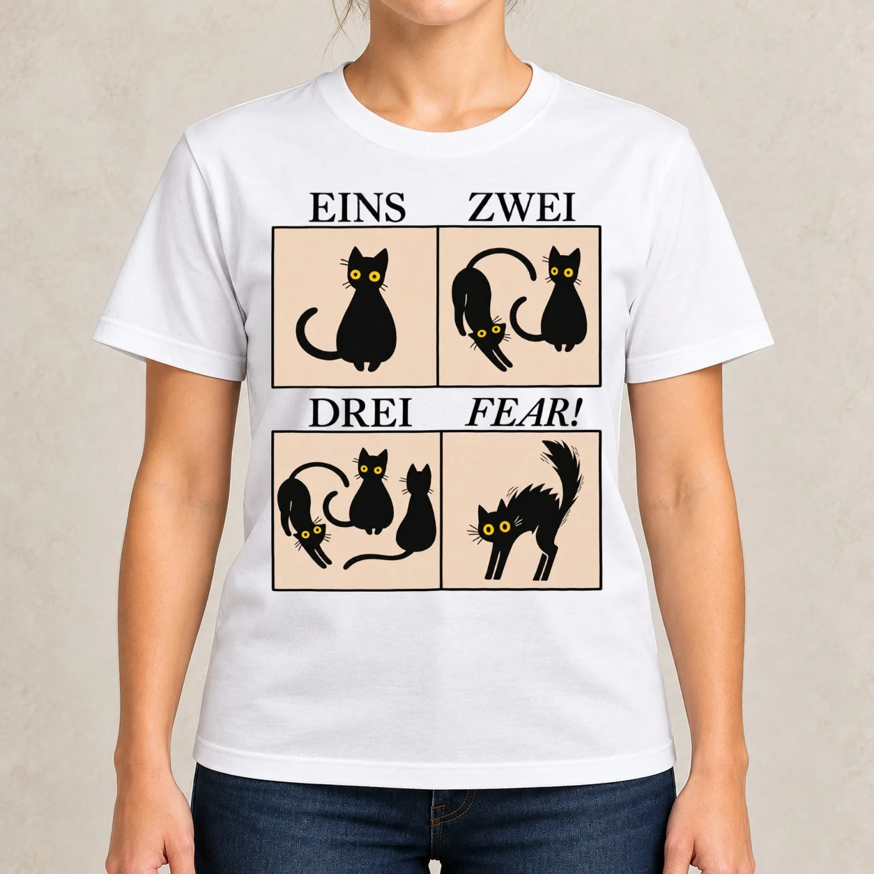 Learning German with cats: Eins, Zwei, Drei, FEAR Classic Women T-Shirt sublime funny plus sizes t-shirts for Women loose fit