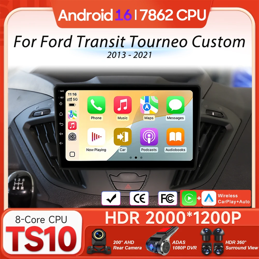 

Android 16 For Ford Transit Tourneo Custom 2013 - 2021 Car Radio Video Multimedia Player Auto Head Unit Carplay Navigation GPS