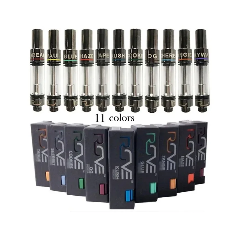 10pcs/lot High Quality Rove Cartridges 0.8/1.0ml Glass Tank Atomizer Ceramic Coil ROVE Carts 510 Thread Empty Vape Carts E Cigs