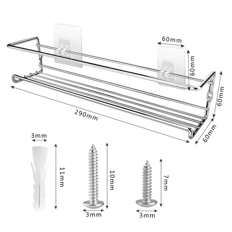 2PCS Wall-Mount Shelf Organizer Single Layer Seasoning Hanging Spice Storage Rack for Home Restaurant Kitchen Bathroom