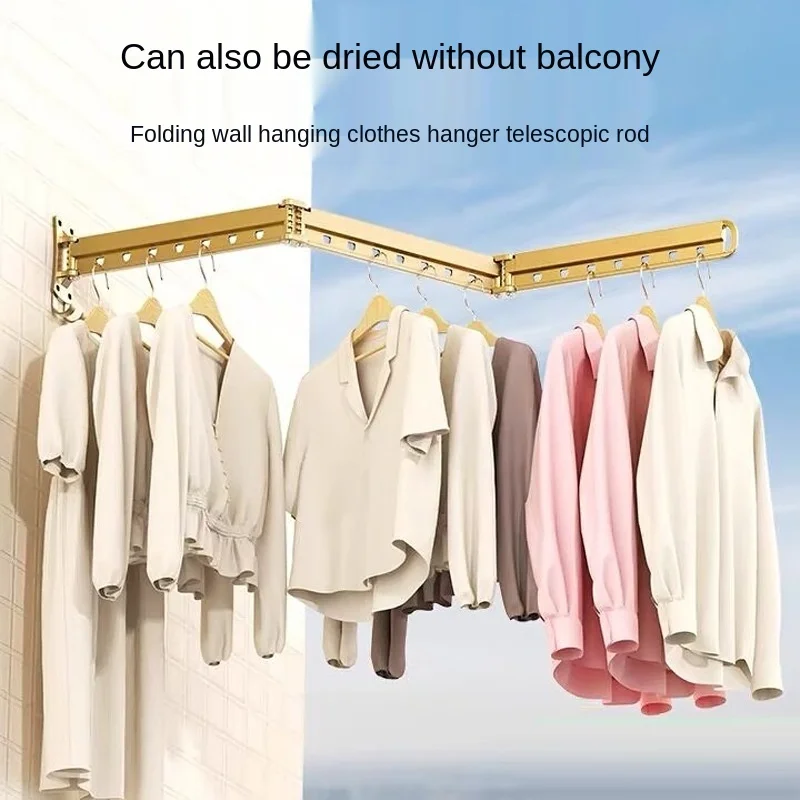 

New Wall-mounted Invisible Folding Clothes Hanger Aluminum Alloy Retractable Clothes Rod for Indoor and Outdoor Balcony