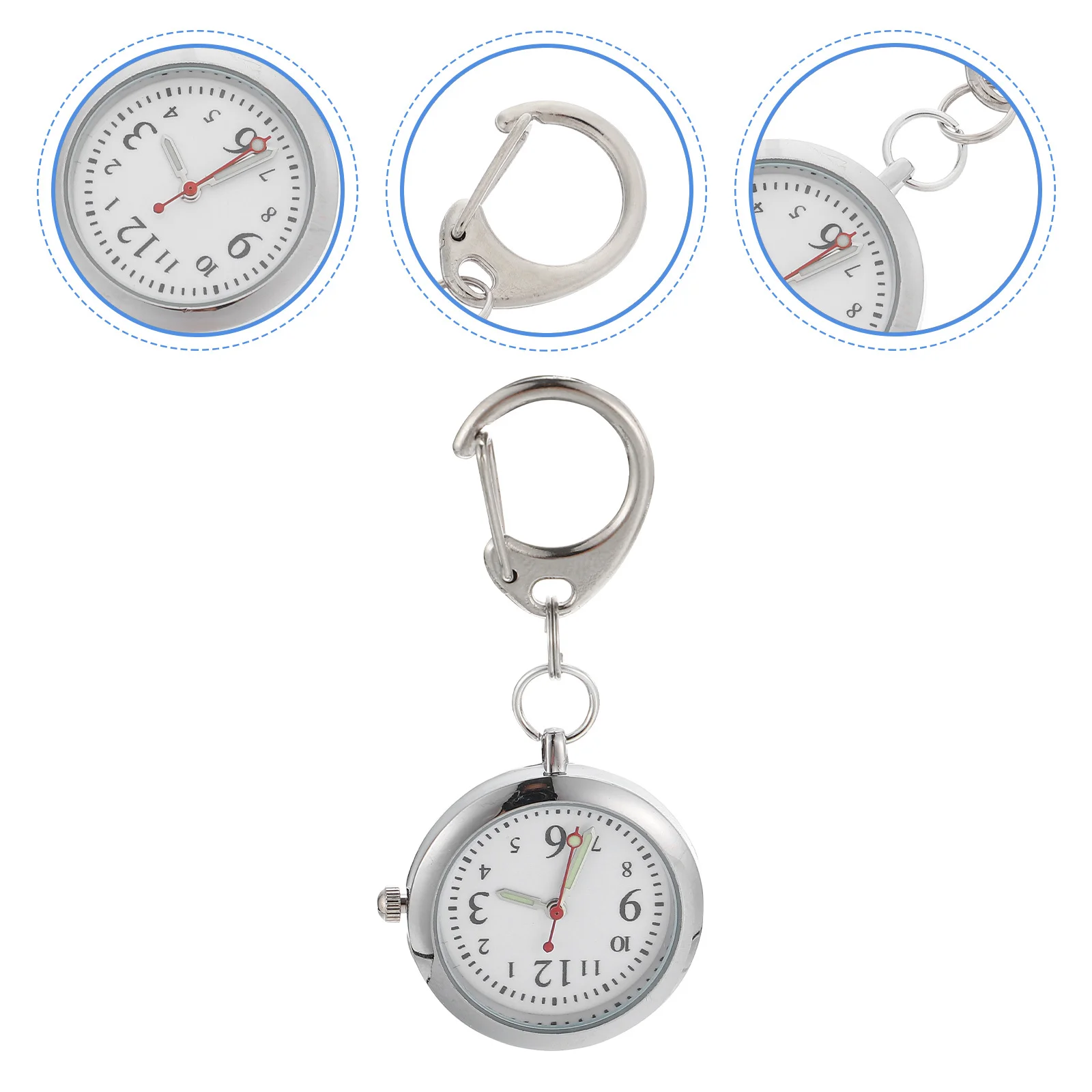 

Night Glow Pocket Watch Stainless Steel Luminous Nurse Clip Watch For Doctor Shift Work Buckle Design Chest Timepiece