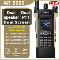 ABBREE AR-8000 Full Band Walkie Talkie Dual PTT Dual Display 12W High Power Wireless Copy Frequency 128CH FM Type-c Ham Radio