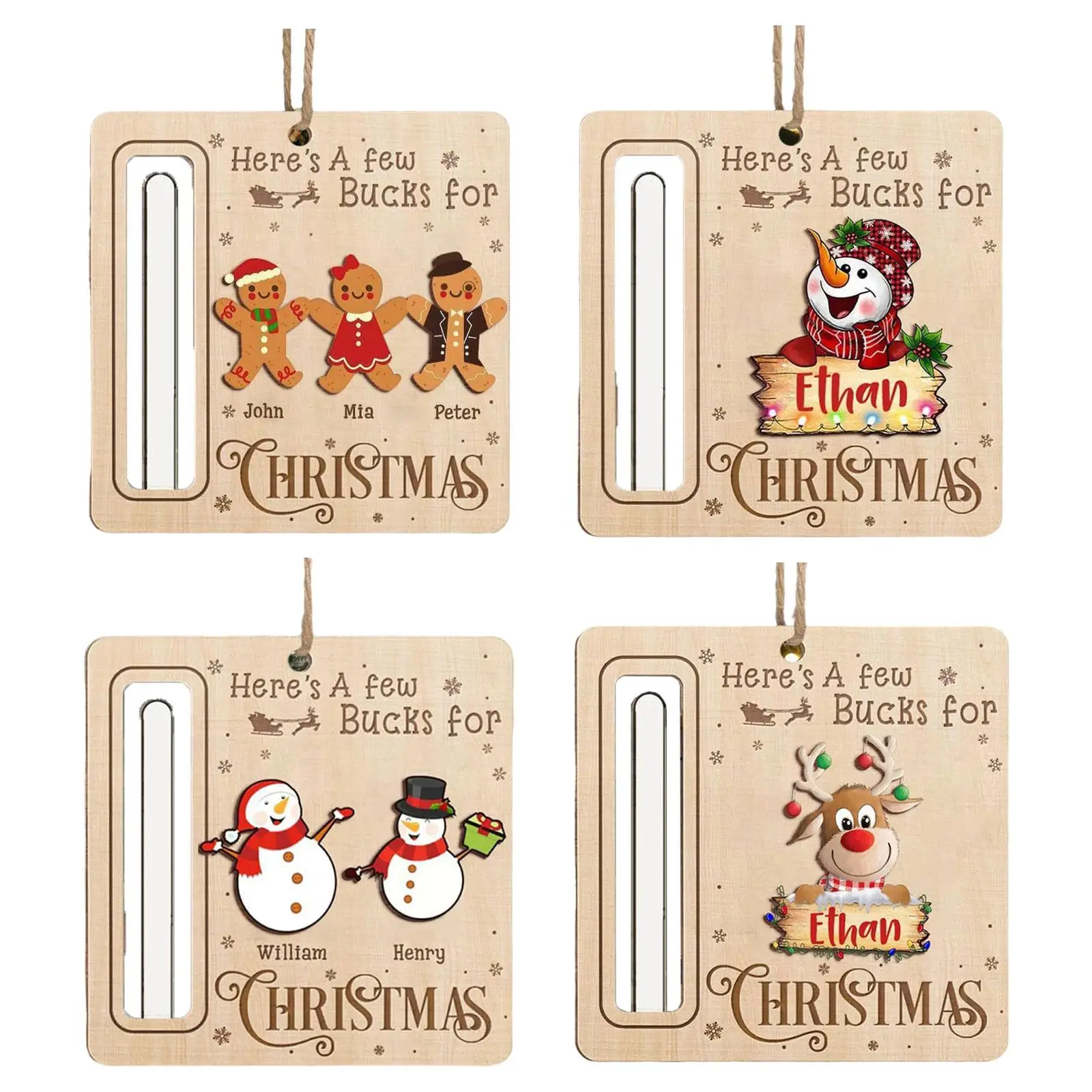 Christmas Money Holder Ornament for Gifting Cash Lightweight Wood Material Accessory Multipurpose Fine Craftsmanship 10x10cm