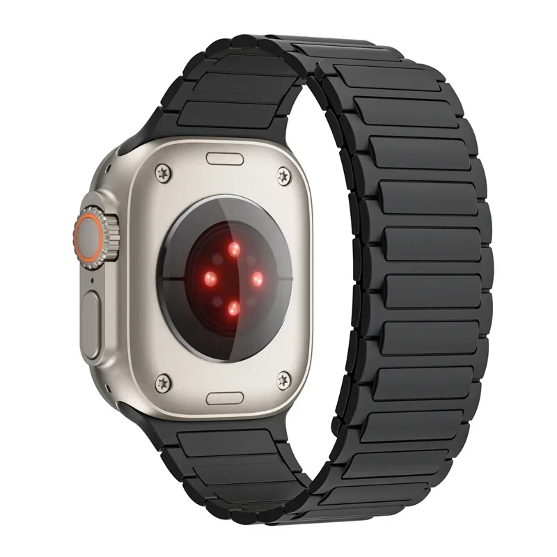 Textured silicone strap For Apple Watch Ultra/2 49mm 11 10 9 8 7 46/42mm 45/41mm Magnetic Bracelet band iWatch 6 5 4 SE 40/44mm