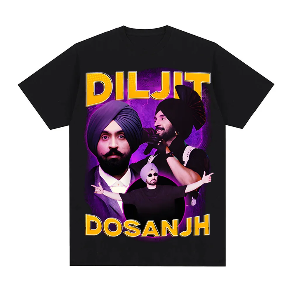 

DILJIT DOSANJH ВИНТАЖНАЯ ФУТБОЛКА с рукавами 100% хлопок Готическая футболка с круглым вырезом Gunna Высококачественная футболка Летняя Ropa Hombre