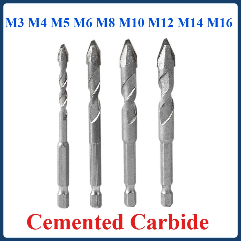 Trapano da parete per calcestruzzo trapano flash manico esagonale multifunzionale punta da trapano triangolare in pollici M3 M4 M5 M6 M8 M10 M12 M14 M16